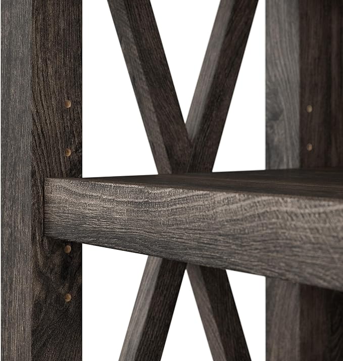 Bush Home Tall 5 Shelf Bookcase for Living Room or Home Office, Large Bookshelf, Modern Farmhouse Style, Key West Collection, Dark Gray Hickory