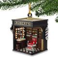 Personalized Barbershop Christmas Ornament, Custom Name Barber Shop Holiday Decor, Acrylic Flat Ornament Gift for Hairdresser & Stylist