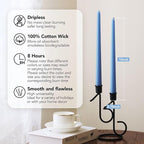 New Burning Formula Unscented Dripless 10-Inch Taper Candles Set of 12 - Light Blue, for Wedding, Dinner - Smokeless, Long Burning - Hand Poured, Colored Tall Candlesticks - Azul Claro