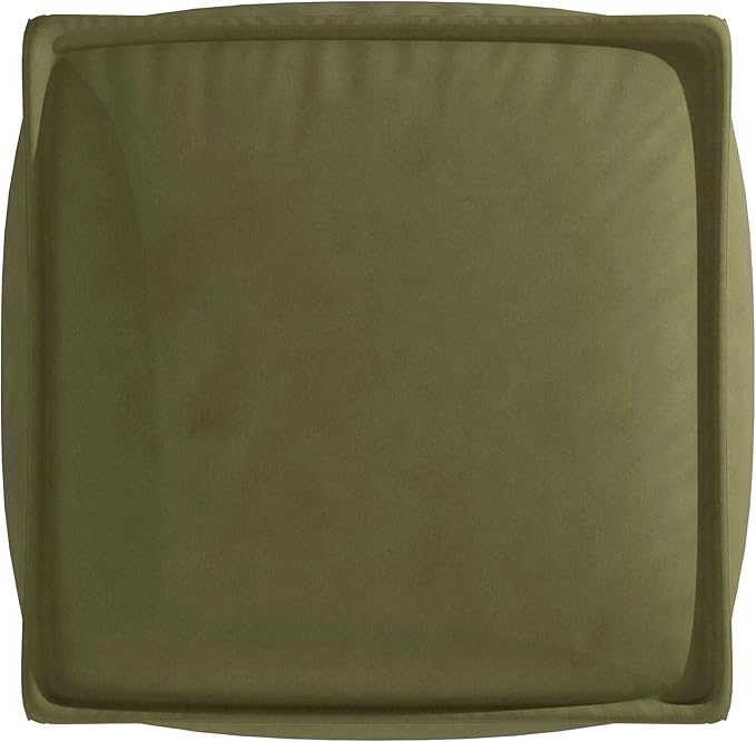 Howard Elliott Square Pouf Ottoman Foot Rest With Cover, Round Stuffed Filled Foot Stool, Fluffy Compact & Comfortable Soft Seating for Living Room & Bedroom, 20 x 20 x 18 Inch, Bella Moss
