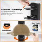 1 Pack Hat Organizer for Baseball Caps, Hat Rack for Wall Hold Up 8 Hats, Strong Adhesive & Screw-in Cap Holder hat hangers for Closet Door & Bedroom (Black-1Pack)