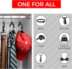Multipurpose Closet Hangers- Tie and Belt Hanger for Closet- Great Space Saving Belt Organizer for Wardrobe - Ideal for Storing Belts, Ties, Scarfs, Baseball Hats, Purses & More- 1 Pack