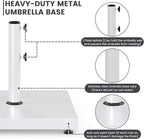 Sundale Outdoor Umbrella Base 42lbs with Stainless Steel Umbrella Tube, Heavy Duty Square Metal Built-in Cement Umbrella Stand, White