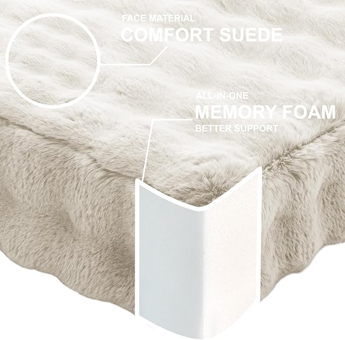 2 Pcs High Density Foam Floor Pillow - Upgraded Large Pillows Seating for Adults - Outdoor Floor Cushion with Soft Tufted Cover - Yoga Pillows for Sitting On Floor - 22 Inch Almond White