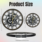 24 Inch Wall Clock, Gear Clock, Silent Non Ticking, Battery Operated Large Wall Clocks for Living Room Decor, Kitchen, Office (Vintage Industrial Steampunk)