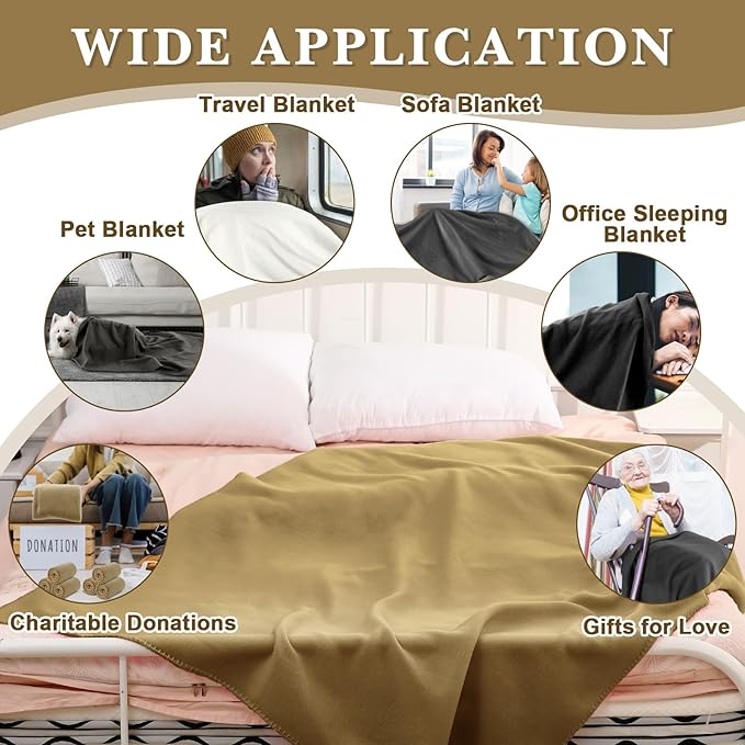 Newwiee 24 Pcs Fleece Throw Blankets Bulk 50'' x 60'' Oeko-tex Standard 100 Certified Spring Outdoor Wedding Guest Blankets Lightweight for Sleepover Donation Lap Pet Sofa Home (Multicolor)