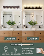 Oil Rubbed Bronze Bathroom Light Fixtures, 6-Light Bathroom Vanity Lights Over Mirror with Globe Clear Glass Shade, 38 Inch Modern Sconces Wall Lighting, VL195-ORB-6