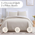 Southshore Fine Living, Inc. King Quilt Bedding Set, Quilted Comforter, Coverlet Bed Spread for California Kings, Luxury Bedding King Quilt Set, Lightweight Quilted Bedspread w/Shams, Bone (Pack of 2)
