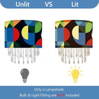 Modern Geometric Lamp Shade with Acrylic Bead Droplets, Colorful Pop Pattern Light Shade for Ceiling Pendant Table & Floor Lamps, Artistic Retro Decor, 11.8in