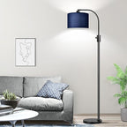 【Upgraded】 Dimmable Matte Black Floor Lamp, 1202 Lumens LED Bulb Included, Arc Floor Lamps for Living Room Modern Standing Lamp with Blue Shade, Tall Lamp for Living Room Bedroom Office Reading Room