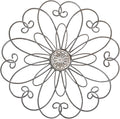 YiLifebes Metal Flower Wall Decor, 18”x18” Metal Floral Scroll Wall Art, Iron Wall Decoration Sculpture for Living Room Bedroom Bathroom Outdoor Garden, (Flower A)