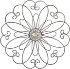 YiLifebes Metal Flower Wall Decor, 18”x18” Metal Floral Scroll Wall Art, Iron Wall Decoration Sculpture for Living Room Bedroom Bathroom Outdoor Garden, (Flower A)
