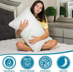 Queen Size Rayon Derived from Bamboo Pillows, Cooling Shredded Memory Foam Pillow Sets for Sleeping for Back, Stomach, Side Sleepers, Adjustable, Washable Cover, Queen (Pack of 1)