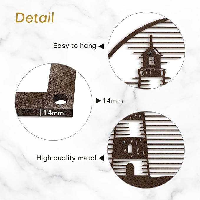 SIGNLEADER Metal Wall Art Decor Lighthouse Minimalist Modern Abstract Wall Sculpture Hangings Home Decoration for Living Room, Bedroom, Bathroom, Kitchen, Outdoor - 18" Bronze