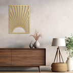 SIGNLEADER Metal Wall Art Decor Gold Shining Sun Minimalist Modern Abstract Wall Sculpture Hangings Home Decoration for Living Room, Bedroom, Bathroom, Kitchen, Outdoor - 36" Gold