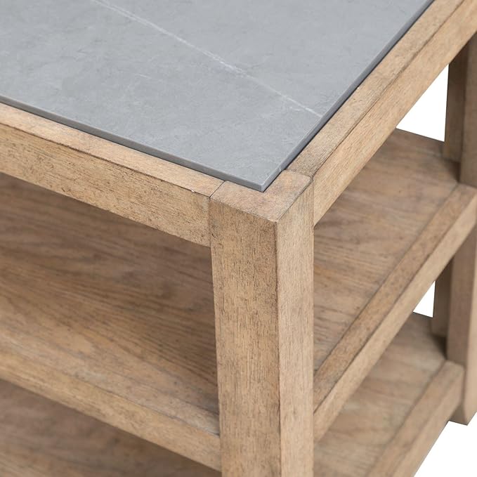 Liberty Furniture Millstone Chairside Table with Unique Tile Top for Living Room - Nutmeg Oak Wood