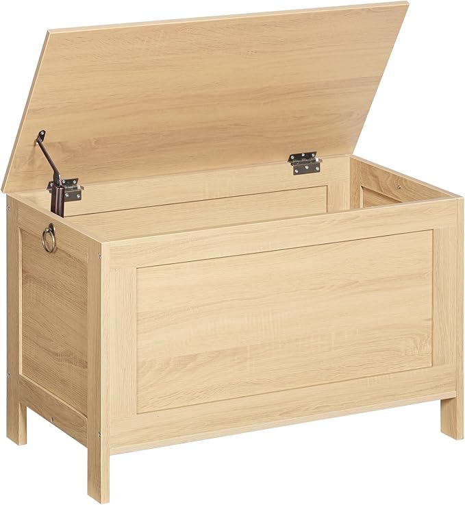 HOOBRO Toy Box, Retro Wooden Look Storage Chest with Safety Hinge, Entryway Storage Bench Supports 220 lb, 29.9 x 15.7 x 18.9 Inches Toy Chest Organizer, Easy Assembly (Natural) NL75CW01G1