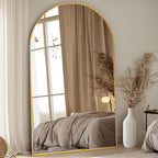 Antok Full Length Mirror, 88"x44" Oversized Floor Mirror Freestanding, Full Body Mirror Floor Standing Mirrors with Stand, Hanging Mounted Mirrors for Living Room Cloakroom,Gold,Arched Style