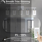 MELUCEE 5 Color Dimmable Bathroom Vanity Light Fixtures 5-Light Bath Wall Lights Modern LED Vanity Lights for Bathroom Chrome with Crystal Bubble Clear Glass Shade, Built-in LED Chips