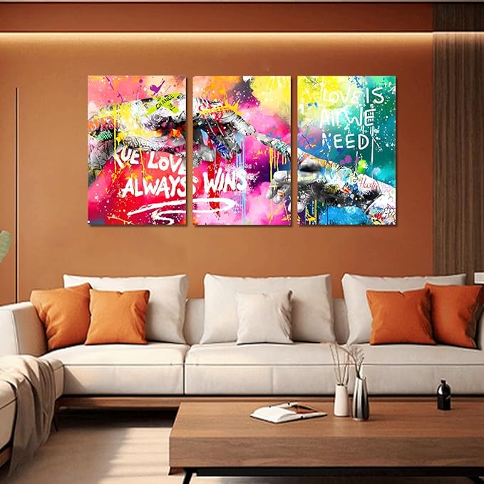 Novatique Banksy Wall Art Street Graffii Canvas Wall Art Colorful Painting Print Hand of God Graffiti Art Pictures Banksy Style Painting for Living Room Bedroom,20”x 28”x3Pcs