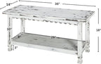 Country Cottage 36-Inch Farmhouse Entryway Bench with Storage Shelf – Solid Pine Wood Bench in Distressed White for Hallway, Bedroom, or Mudroom by Alaterre Furniture