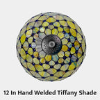 Tiffany Lamp Gradient Green Stained Glass Table Lamp Desk Bedside Reading Light Decor Bedroom Living Room Home Office D12*H18 Inches