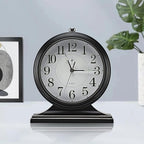 10-inch Vintage Mantel Desk Clock, Silent Desk Clock for Living Room Décor, Easy to Read Larege Retro Mantel Clocks for Fireplace and Shelf Decoration.(Black)