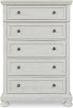 Signature Design by Ashley Robbinsdale Traditional 5 Drawer Chest, Antique White