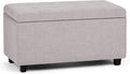 SIMPLIHOME Cosmopolitan Storage Ottoman - 34 inch Wide Upholstered Linen Look Fabric Rectangle Storage Ottoman Bench in Cloud Grey, Transitional Tufted Ottoman for Living Room with Lift-Up Lid