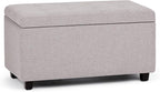 SIMPLIHOME Cosmopolitan Storage Ottoman - 34 inch Wide Upholstered Linen Look Fabric Rectangle Storage Ottoman Bench in Cloud Grey, Transitional Tufted Ottoman for Living Room with Lift-Up Lid