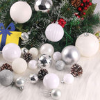 White & Silver 1.6" Small Christmas Balls Christmas Tree Decoration Ornaments Shatterproof Hanging Balls for Birthday Halloween Holiday Wedding Decorations Set of 12pcs