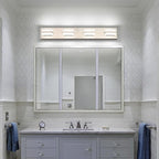 SOLFART Bathroom Vanity Lights Brushed Nickel Light Fixtures for Bathroom Above Mirror 4 Light Led Lights Bath Lighting Fixture Nickel