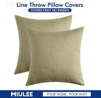 MIULEE Pack of 2 Decorative Outdoor Solid Waterproof Throw Pillow Covers Spring Faux Linen Garden Farmhouse Cushion Cases for Patio Tent Balcony Couch Sofa 20x20 Inch Light Olive Green