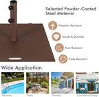 HAPPYGRILL 50 LBS Patio Umbrella Base, 24” Outdoor Square Market Umbrella Base Umbrella Holder with 1.6”/1.9” Adapters, 2 Tightening Knobs, 2 Built-in Wheels, Carry Handle