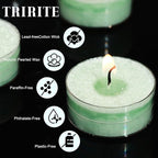 Green Tealights Candles for Easter, 5 Hours Unscented Tea Lights Candle Bulk,Non-Paraffin, Smokeless, Mini Tealight Votive Candles for Easter,Wedding,Valentine's Day,Baby Shower,Christmas, 12pcs