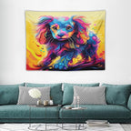 VUMIVI Colorful Cute Dog Tapestry Rainbow-Hued Oil Painting Pet-Themed Abstract Art Print Tapestry Wall Hanging for Living Room Bedroom Dorm Classroom Aesthetic Decor W40xL30in