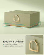 SONGMICS 2-Layer Jewelry Box, Jewelry Organizer with Handle, Removable Jewelry Tray, Jewelry Storage, Floating Effect, 8.1 x 9.4 x 4.3 Inches, Gift Idea, Sage Green UJBC165C02