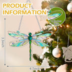 Dragonfly Gifts for Women, Acrylic Decor Dragonfly Hanging Ornaments for Christmas Tree, Blue Green Ornaments for Home Window & Car Decor