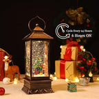 Christmas Snow Globe Lantern Crystal Glitter Lantern Features 8 Songs and 6-Hour Timer Function Ideal for Holiday Decorations and Gifts USB and Battery-Powered Snow Globe (Christmas Tree)