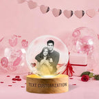 Personalized 3D Crystal Ball Night Light - Custom Photo Snow Globe Lamp for Valentine‘s Day, Anniversary, Birthday - Memorial Keepsake Gift for Couples, Family, Pets