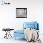 PinPix ArtToFrames 18x22 Custom Cork Bulletin Board Black and White Waves Poster Board Has a Fabric Style Canvas Finish, Framed in Satin Black (PinPix-194)