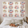 VUMIVI Watercolor Flower Cat Tapestry Colorful Cartoon Cute Animals Butterflies Abstract Art Print Tapestry Wall Hanging for Living Room Bedroom Dorm Classroom Aesthetic Decor W90xL60in