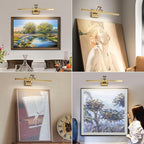 LED Brass Hard-Wired Connection Gallery Picture Light for Paintings Gold Lighting Fixtures Dimmable Modern LED Picture Lights Artwork Display Lighting 23.6 Inch 14W 3000K Warm White