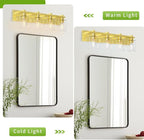 Espird Bathroom Vanity Light, 4 Light Gold Light Fixture with Thickened Clear Glass Shade, 24 inch Modern Wall Sconce,Vanity Light Over Mirror for