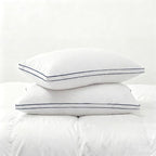 Feather Pillows King Size Set of 2 Goose Down Pillows with 100% Breathable Cotton Cover, Hotel Collection Bed Pillows for Sleeping, Soft Support for Back, Stomach and Side Sleepers