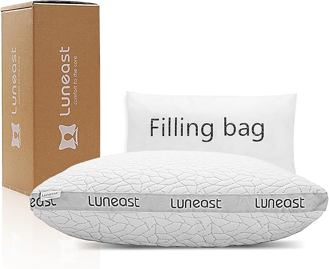 Memory Foam Pillows for Sleeping Adjustable Bamboo Blend Breathable Bed Pillow for Side, Back, and Stomach Sleepers Washable Pillow Cover Nocturne Queen Size 17x27IN