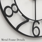 Modern Industrial Wall Clock with Cutout Metal Numerals, Grey and Gold Vintage Luxury Design for Living Room and Office Decor, 30 Inch