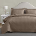 Maple&Stone Quilt Set Twin Size, Brown Lightweight Bedspread Ultrasonic Chevron Pattern Light Coverlet for All Season Comforter Bedding Decor - 2 Piece Twin Bed Cover Sets