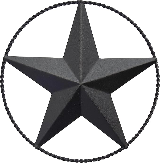 JoyEvy 6.5" Black Metal Barn Star Wall Décor - Wall Art for Farmhouse, Western, Rustic Homes - Outside or Inside of House Decorations