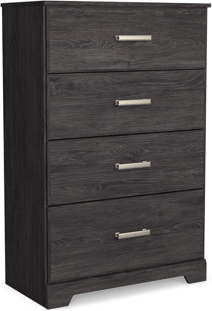 Signature Design by Ashley Belachime Casual 4 Drawer Chest with Easy Glide and Safety Stop, Gray